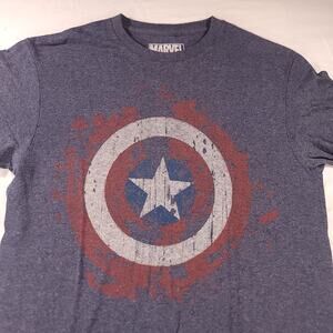 Marvel Captain America Graphic Short Sleeve Casual T Shirt Mens Size S Blue